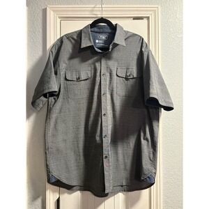 Paper Denim & Cloth PDC Size 2XL Short Sleeve Button Down Shirt Men's Dark Gray